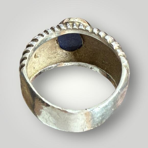 Vintage Sterling Silver & 18K Gold Ring 7,3g with Natural Star Sapphire sz 7 - Picture 4 of 11